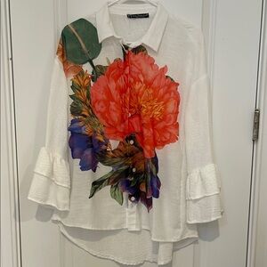 Women’s White Floral Blouse